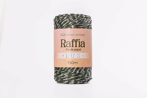 RAFFIA Lux Corrente 150m/125g-72%Papel/Viscose 28%Poliester Cor: Verde Musgo