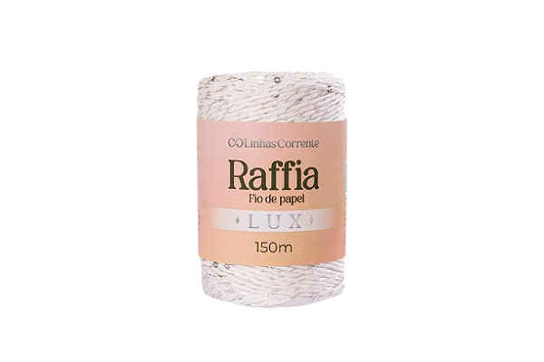 RAFFIA Lux Corrente 150m/125g-72%Papel/Viscose 28%Poliester Cor: Branco