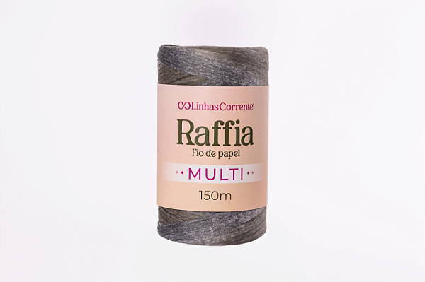 RAFFIA Multi Corrente 150m/125g-100%Papel/Viscose Cor: Ébano Mesclado