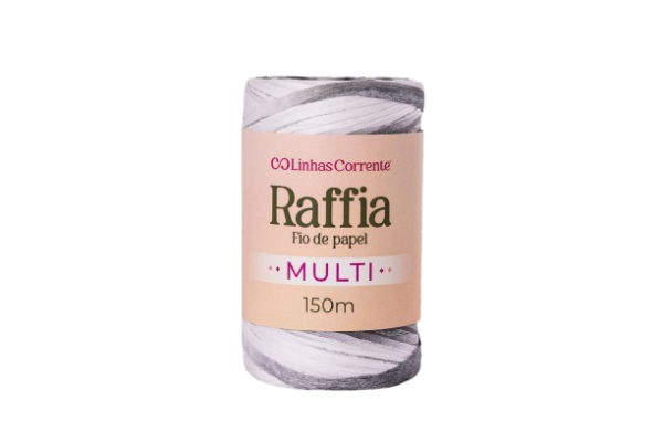 RAFFIA Multi Corrente 150m/125g-100%Papel/Viscose Cor: Grafite Natural