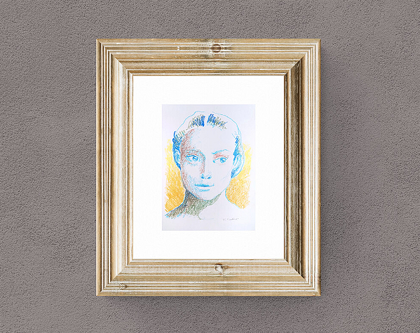 Giz Pastel - Mulher em Azul