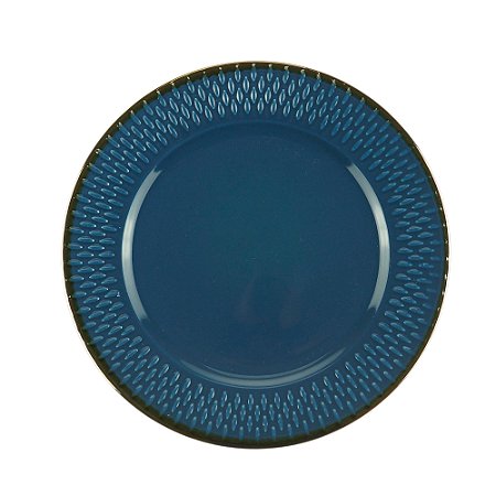 PRATO SOBREMESA PORCELANA DROPS AZUL 20cm