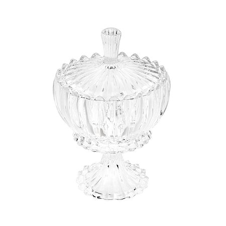 BOMBONIERE DE CRISTAL C/PÉ E TAMPA GENEVA 16,5X24,5CM