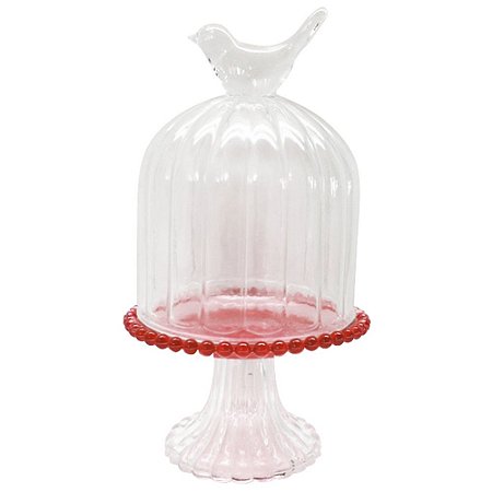 PRATO PARA DOCE VIDRO COM SUPORTE BIRD ON THE DOME