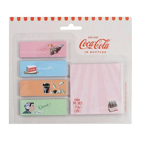 SET BLOCO DE NOTAS COM ADESIVO COCA-COLA ALL KINDS OF VINTAG
