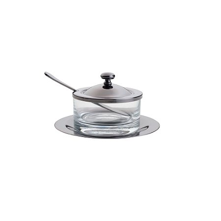 MANTEIGUEIRA AÇO INOX E VIDRO C/ESPÁTULA ITALY BLACK