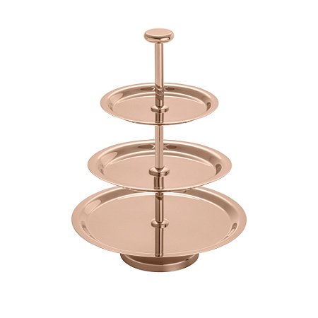 PRATO TRIPLO AÇO INOX P/DOCES ELEGANCE ROSE 16,5/23/28cm
