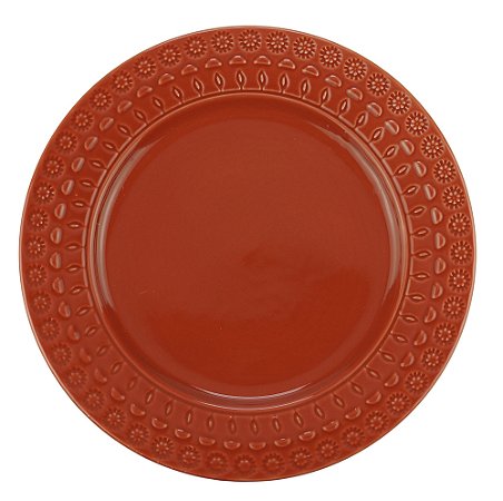 PRATO SOBREMESA PORCELANA GRACE CARMIM 19cm
