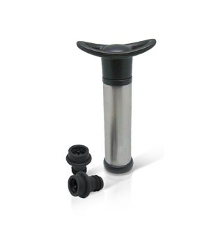 CJ 3 PC BOMBA A VÁCUO DE INOX C/2 ROLHAS FLEXÍVEIS P/VINHO