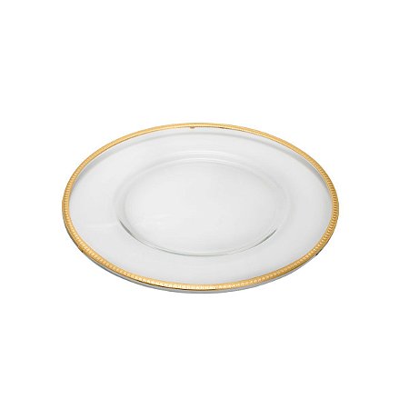 SOUSPLAT DE VIDRO C/CORDÃO PARIS DOURADO 35cm