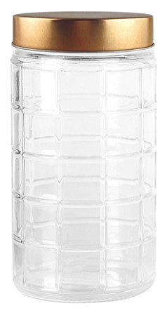 PORTA MANTIMENTO EM VIDRO TAMPA COBRE 1740ML 11X22CM