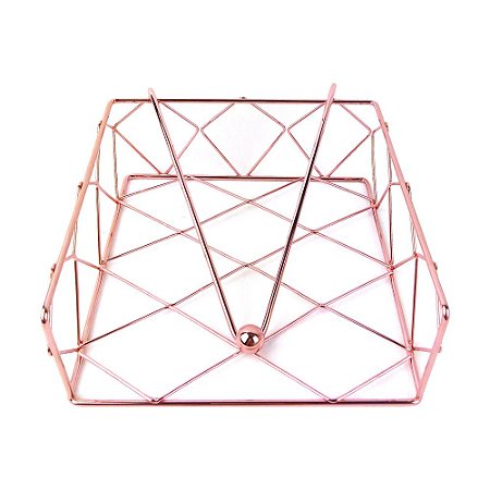 PORTA GUARDANAPO DE METAL COBRE 19,2CM X 19,2CM X 7CM