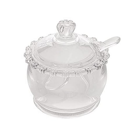 AÇUCAREIRO CRISTAL C/COLHER DAISY 10x8x7cm