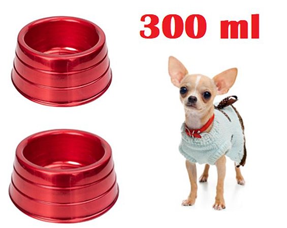 Kit 2 Comedouro Mini Colorido Pesado Pet Cães E Gatos 300 Ml Vermelho
