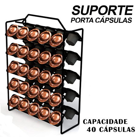 Porta 40 Cápsulas De Café Suporte Organizador Nespresso Cor Preto