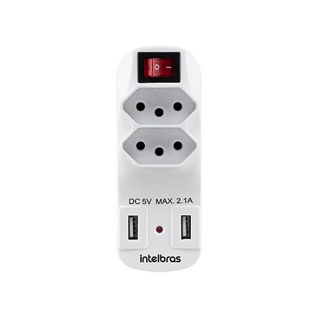 Adaptador Carregador Usb Intelbras 2 Tomadas E Led Eac 1002