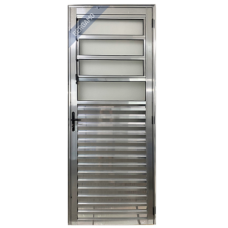 Porta Basculante Palheta Alumínio Brilhante Linha 25