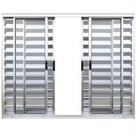 Janela Veneziana 6 Folhas Alumínio Brilhante Modular