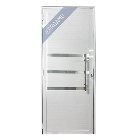 Porta Lambril de Alumínio Branco com Puxador e Friso Linha Veneza