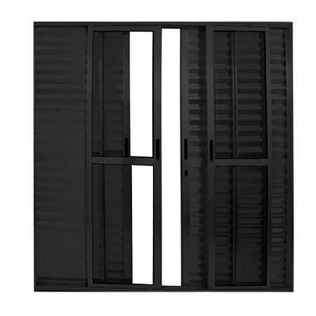 Porta Balcão 6 Folhas Alumínio Preto Linha 25