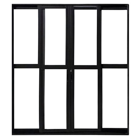 Porta Sacada 4 Folhas Alumínio Preto Linha 25
