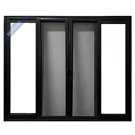Janela Vitro 4 Folhas Tela Mosquiteira Alum. Preto Linha 25