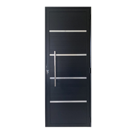 Porta Lambril de Alumínio Preto Com Puxador e Friso Linha 25
