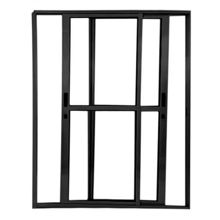 Porta Sacada 2 Folhas Móveis Alumínio Preto Linha 25