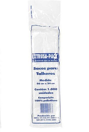 SACO PLASTICO P/ TALHER (6X23) PCT C/1000un (EXTRUSA PACK)