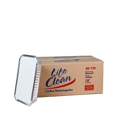 BANDEJA RETANGULAR ALUMINIO 750ml (D7 LIFE CLEAN) CX C/100un