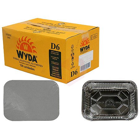 BANDEJA RETANGULAR ALUMINIO 500ml (D6 WYDA) CX C/100un