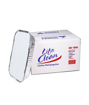 BANDEJA RETANGULAR ALUMINIO 1500ml (D8 LIFE CLEAN) CX C/100un