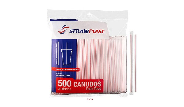 CANUDO SUCO FAST FOOD SACHE VERMELHO (CS-318 STRAWPLAST) PCT C/500un