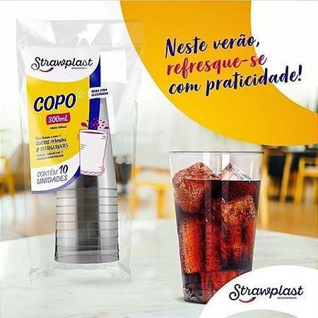 COPO DESC. 300ML ACRILICO (CPC-0300 STRAWPLAST) PCT C/ 10UN