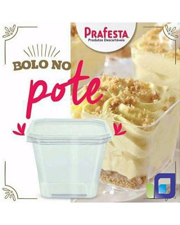 POTE C/ TAMPA QUADRADO (250ML) C/20UN (PRAFESTA)