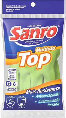 LUVA LATEX VERDE (SANRO TOP) TAM. P