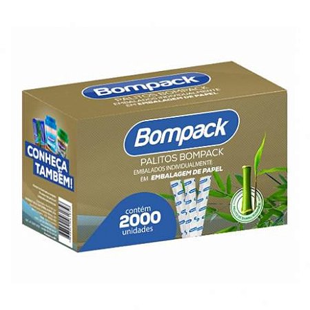 PALITO DENTE BAMBU SACHET PAPEL (CX C/ 2000un) - BOMPACK