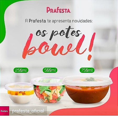 POTE BOWL 500ML C/ TAMPA (PCT C/ 20) - PRAFESTA