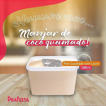 POTE C/ TAMPA QUADRADO C/ LACRE (600ml) C/10un (PRAFESTA)