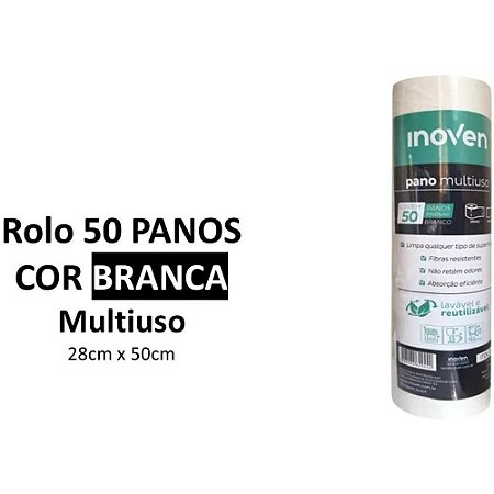 PANO MULTIUSO ROLO 25mts X 28cm (INOVEN) BRANCO