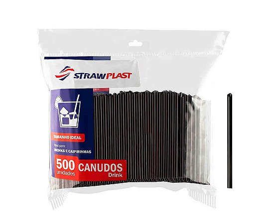 CANUDO DRINK PRETO (STRAWPLAST) CX C/ 8pct X 500un (4000un)