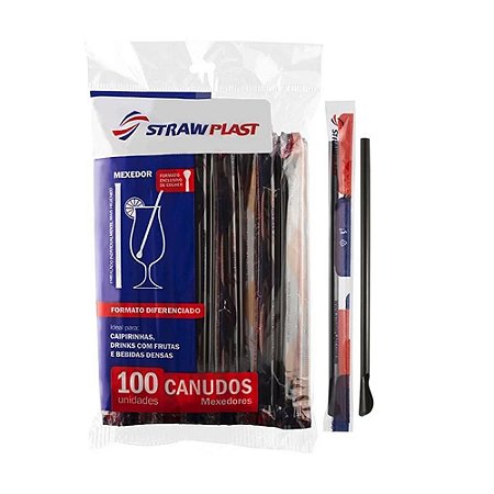 CANUDO MEXEDOR SACHE PRETO (CS-403 STRAWPLAST) CX C/20pct X 100un (2000un)