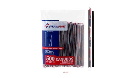 CANUDO SUCO SACHE PRETO (CS-332 STRAWPLAST) PCT C/500un