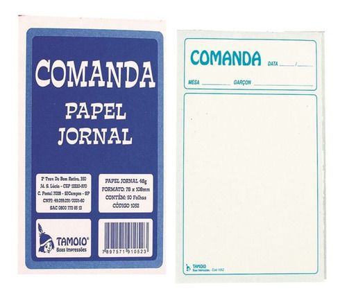 BLOCO COMANDA PEDIDO C/ 50FLS (JORNAL)