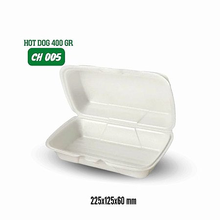 LANCHEIRA ISOPOR HOT DOG TAMPA ACOPLADA (CH-005-COPOBRAS) 800ml CX C/200un