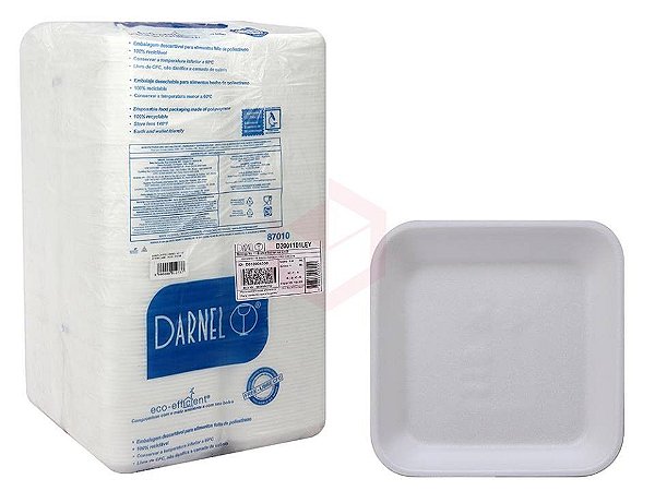 BANDEJA ISOPOR RASA B01 DARNEL (11SE-BR) 154X154X15 C/400un
