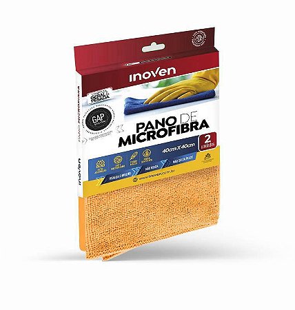PANO MICROFIBRA 40cmX40cm C/ 2und - INOVEN (laranja)