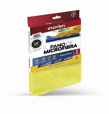 PANO MICROFIBRA 40cmX40cm C/ 2und - INOVEN (amarelo)