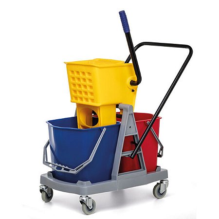 BALDE ESPREMEDOR (BALDE DUPLO AZUL E VERMELHO) C/ RODINHA 34L - NOBRE