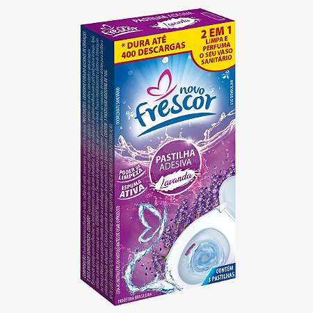 PASTILHA ADESIVA SANITARIA NOVO FRESCOR - LAVANDA (CX C 3 UND)